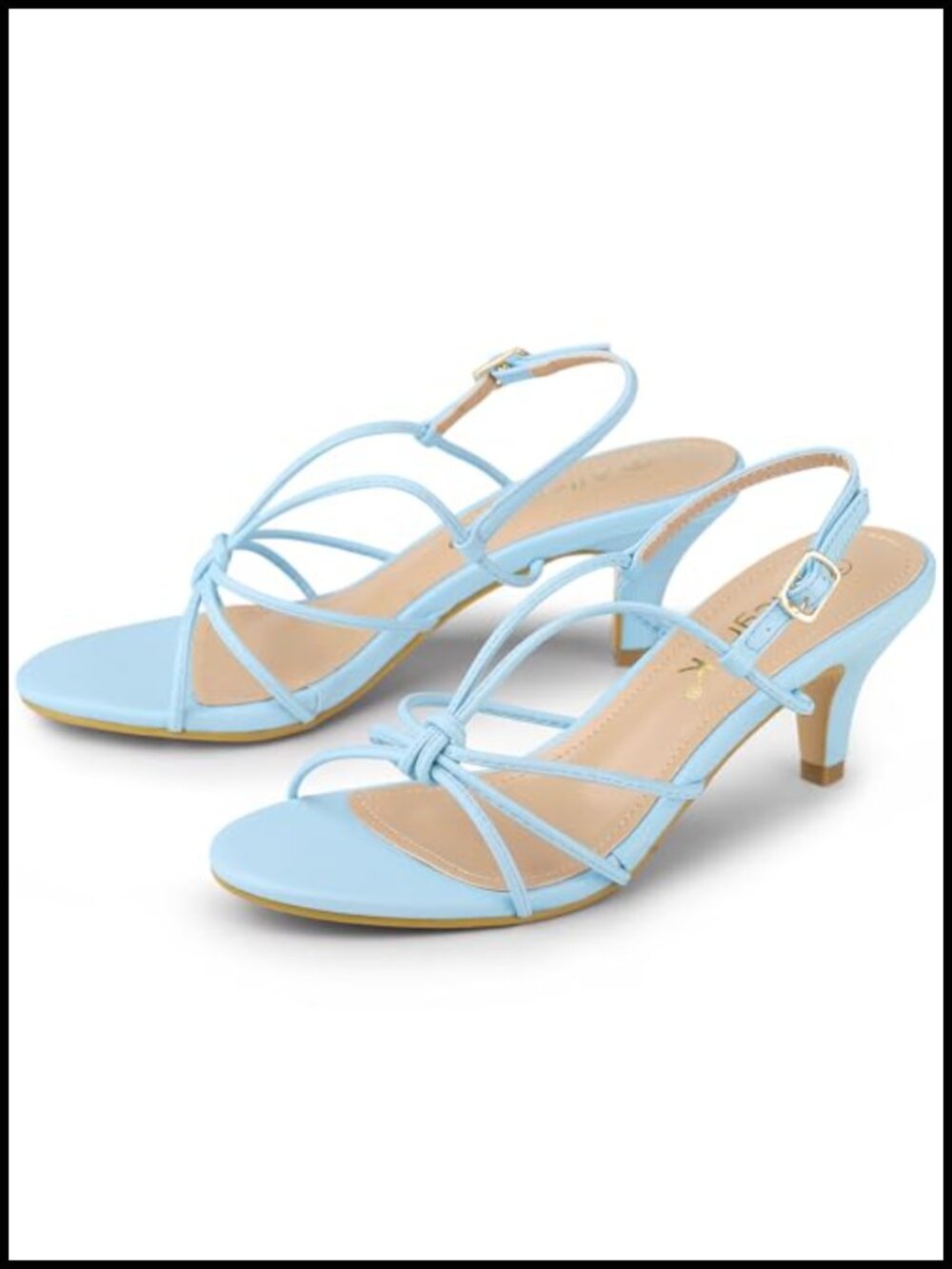 Women's Strappy Slingback Kitten Heels Sandals Faux Leather Open Toe